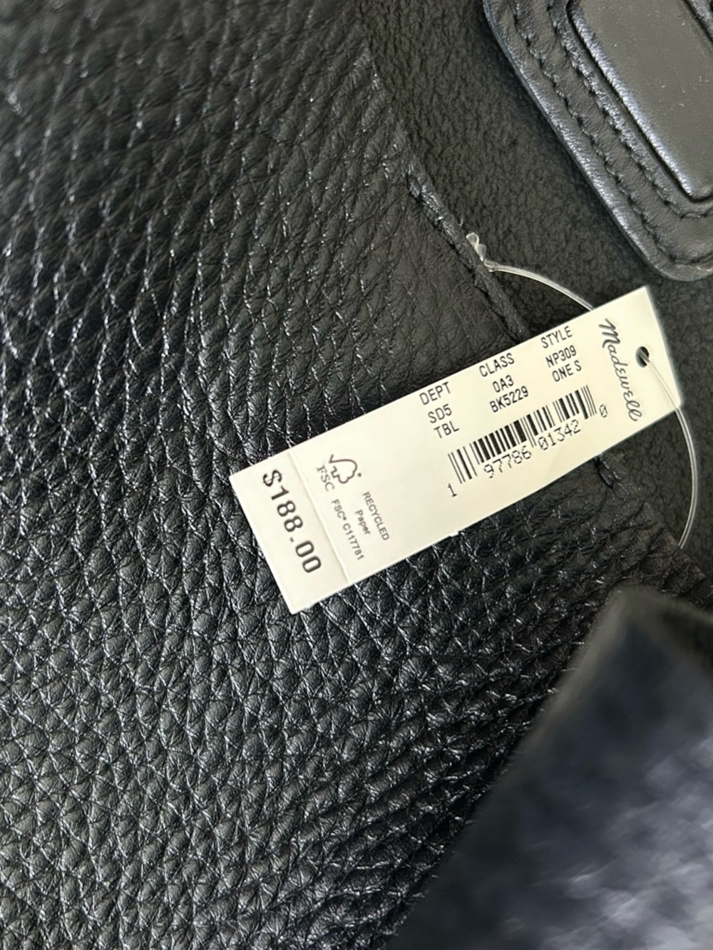 NWT Madewell Black Pebbled Leather Shopper Tote - Picture 10 of 11